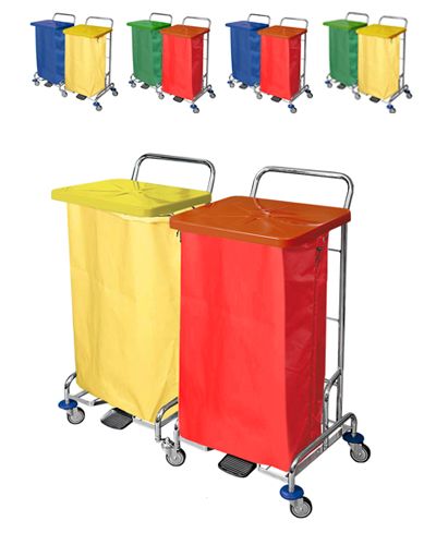 Carrinho de Lavandaria Kombo com dois sacos Azul / Amarelo